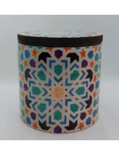 Large cylindrical Taracea design wooden jar - The Mosaics...