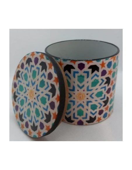 Large cylindrical Taracea design wooden jar - The Mosaics of the Alhambra