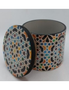 Large cylindrical Taracea design wooden jar - The Mosaics... 2