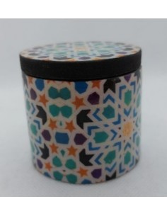 Small cylindrical Taracea design wooden jar - The Mosaics...