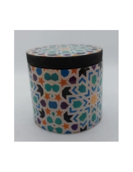 Small cylindrical Taracea design wooden jar - The Mosaics of the Alhambra