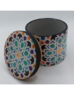 Small cylindrical Taracea design wooden jar - The Mosaics... 2