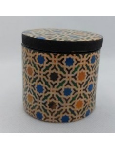 Small cylindrical Taracea design wooden jar - The Mosaics...