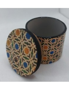 Small cylindrical Taracea design wooden jar - The Mosaics... 2