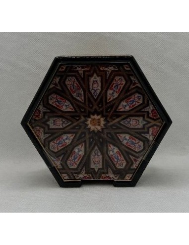 Hexagonal wooden 4 coaster and holder...