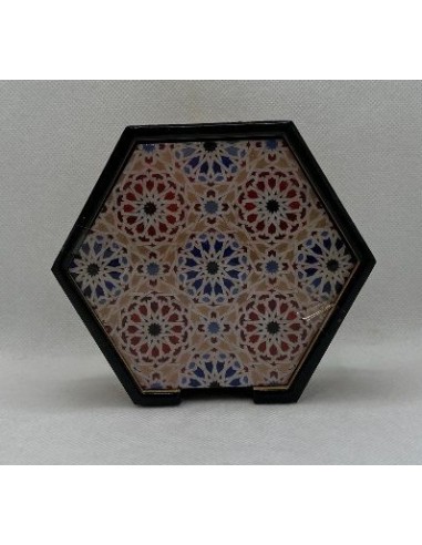Hexagonal wooden 4 coaster and holder...