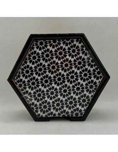 Hexagonal wooden 4 coaster and holder...