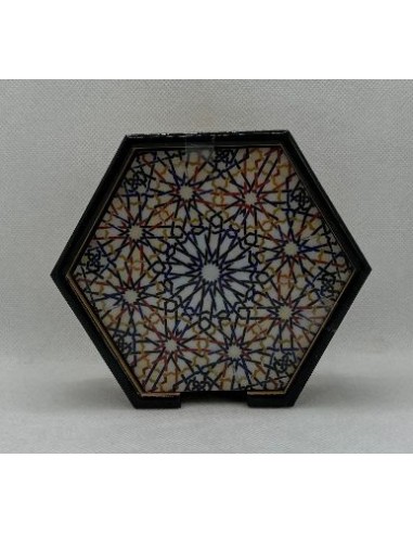 Hexagonal wooden 4 coaster and holder...