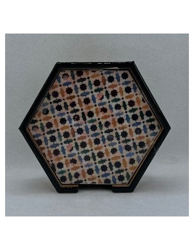 Posavasos de Madera Hexagonal- Mosaicos Alhambra
