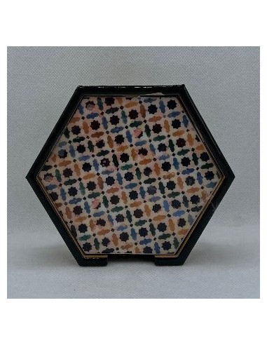 Hexagonal wooden 4 coaster and holder...
