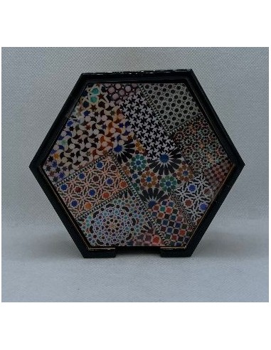 Hexagonal wooden 4 coaster and holder...