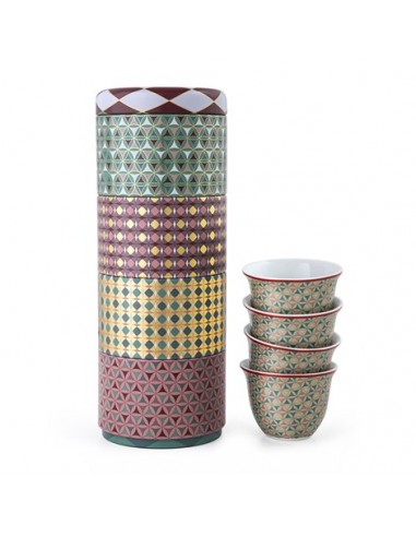 Tin + 4 Coffe cups porcelain Opera - 60ml