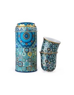 Caja + 2 tazas porcelanas de cafe Moucharabieh blue - 90ml