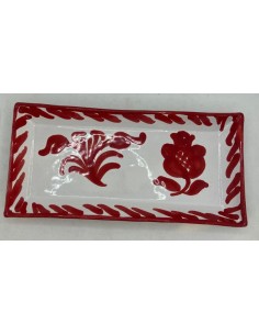 10.5X22.5cm Ceramic Tray - Red Fajalauza design