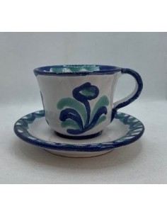 Taza con plato - Azul y verde