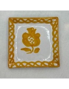 Small Ceramic square plate - Yellow Fajalauza design