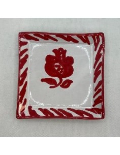 Small Ceramic square plate - Red Fajalauza design