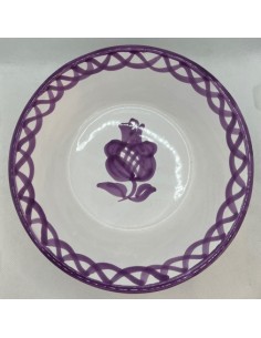 Medium Ceramic bowl with flat base - Purple Fajalauza design