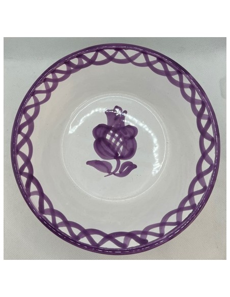 Medium Ceramic bowl with flat base - Purple Fajalauza design
