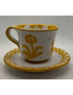 Ceramic cup and saucer set - Yellow Fajalauza design