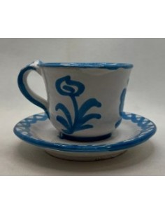 Ceramic cup and saucer set - Turquoise Fajalauza design