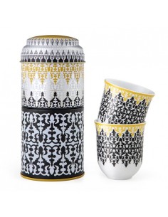 Metal tin with two 90ml coffee cups - The Safra Collection