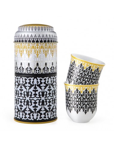Tin + 2 Coffe cups porcelain Safra - 90ml