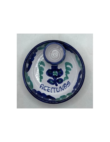 Ceramic Olive dish - Blue and Green Fajalauza design