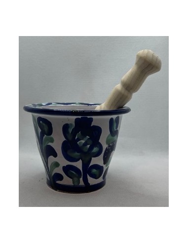 Ceramic Mortar and Pestle - Blue and...
