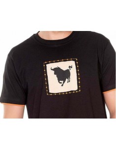 Camiseta Hombre Toro Roto Negro/ naranja