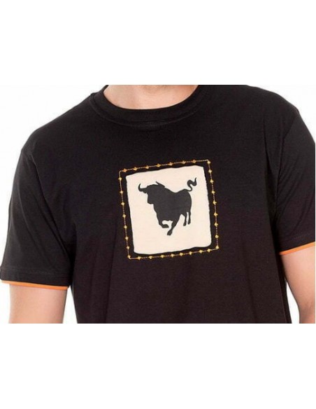 Camiseta Hombre Toro Roto Negro/ naranja