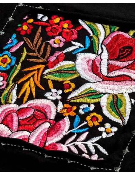 Camiseta Mujer Negra flamenco mantón Manila