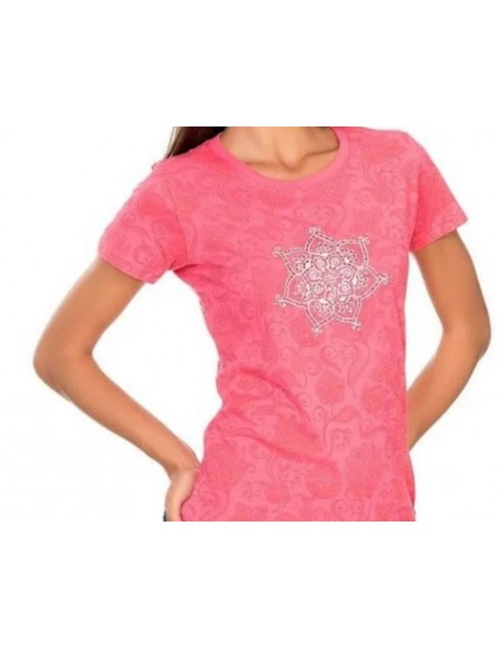 Camiseta Mujer cachemir fucsia- Mosaico Alhambra