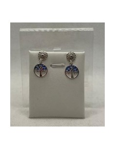 Silver enamel pendant earrings