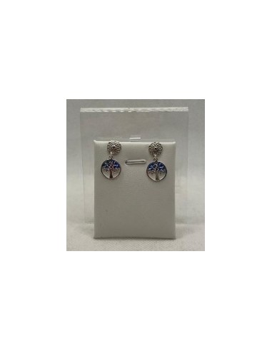 Silver enamel pendant earrings