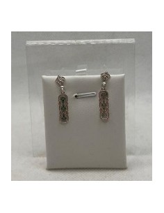 Silver enamel pendant earrings