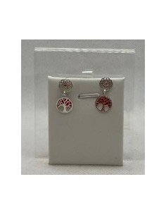 Silver enamel pendant earrings