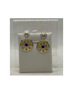 Silver enamel pendant earrings