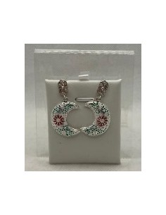Silver enamel pendant earrings
