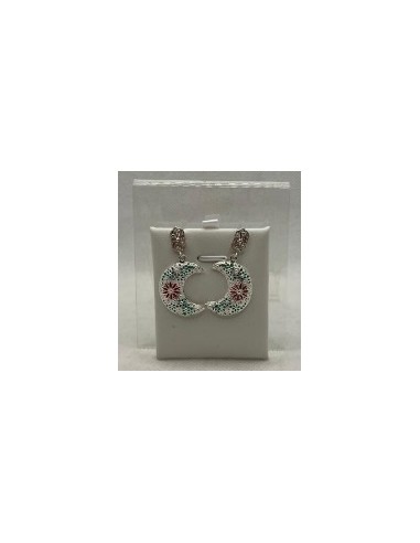 Silver enamel pendant earrings