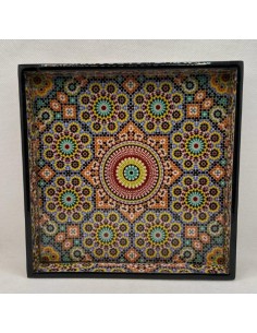 Square Taracea design wooden tray T.4 - The Mosaics of...