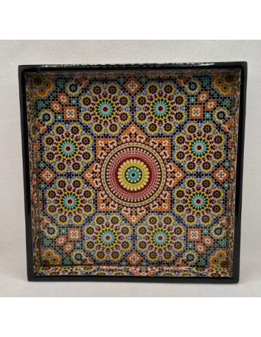 Square Taracea design wooden tray T.4...