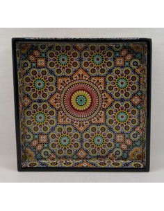 Square Taracea design wooden tray T.3 - The Mosaics of...