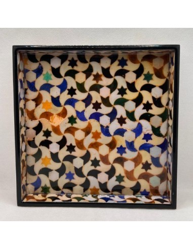 Square Taracea design wooden tray T.4...