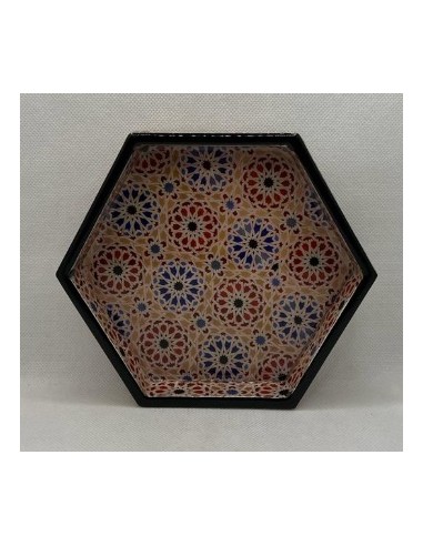 Hexagonal Taracea design wooden tray...