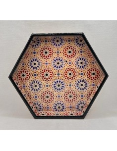 Hexagonal Taracea design wooden tray T.2 - The Mosaics of...