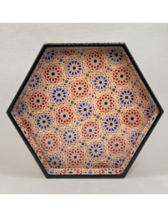 Hexagonal Taracea design wooden tray T.3 - The Mosaics of...