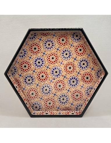 Hexagonal Taracea design wooden tray...