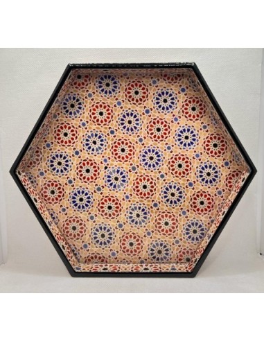 Hexagonal Taracea design wooden tray...