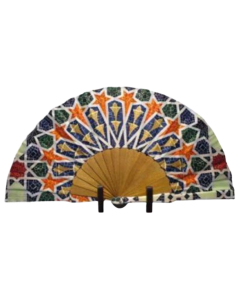 Silk fan and cover set - Alhambra Mosaic design